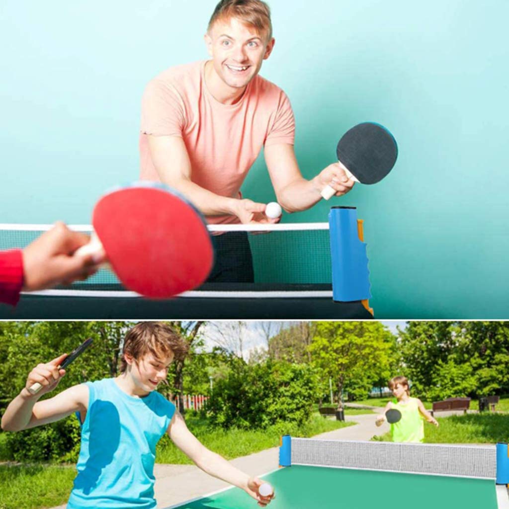 DFENCE Indoor Outdoor Games Table Tennis Retractable Rack Ping-Pong Paddles Kit Set for Kids Adults
