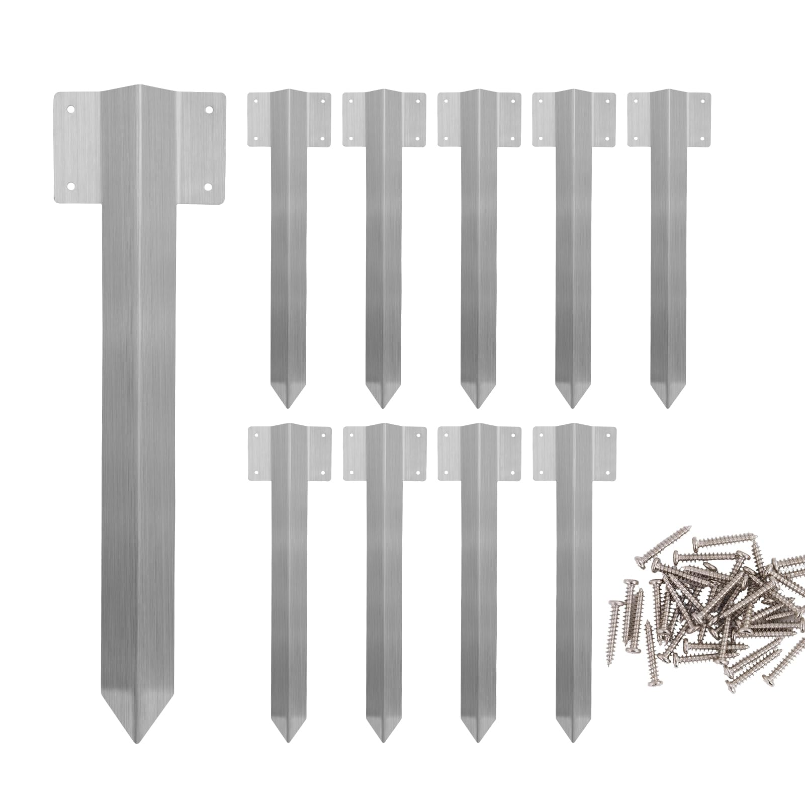 Victoam 10 Pack Heavy Duty Garden Ground Stakes, Fence Post Brackets with 40 Fixing Screws, Fence Posts Support for Wood Timber Edging Raised Bed Decking