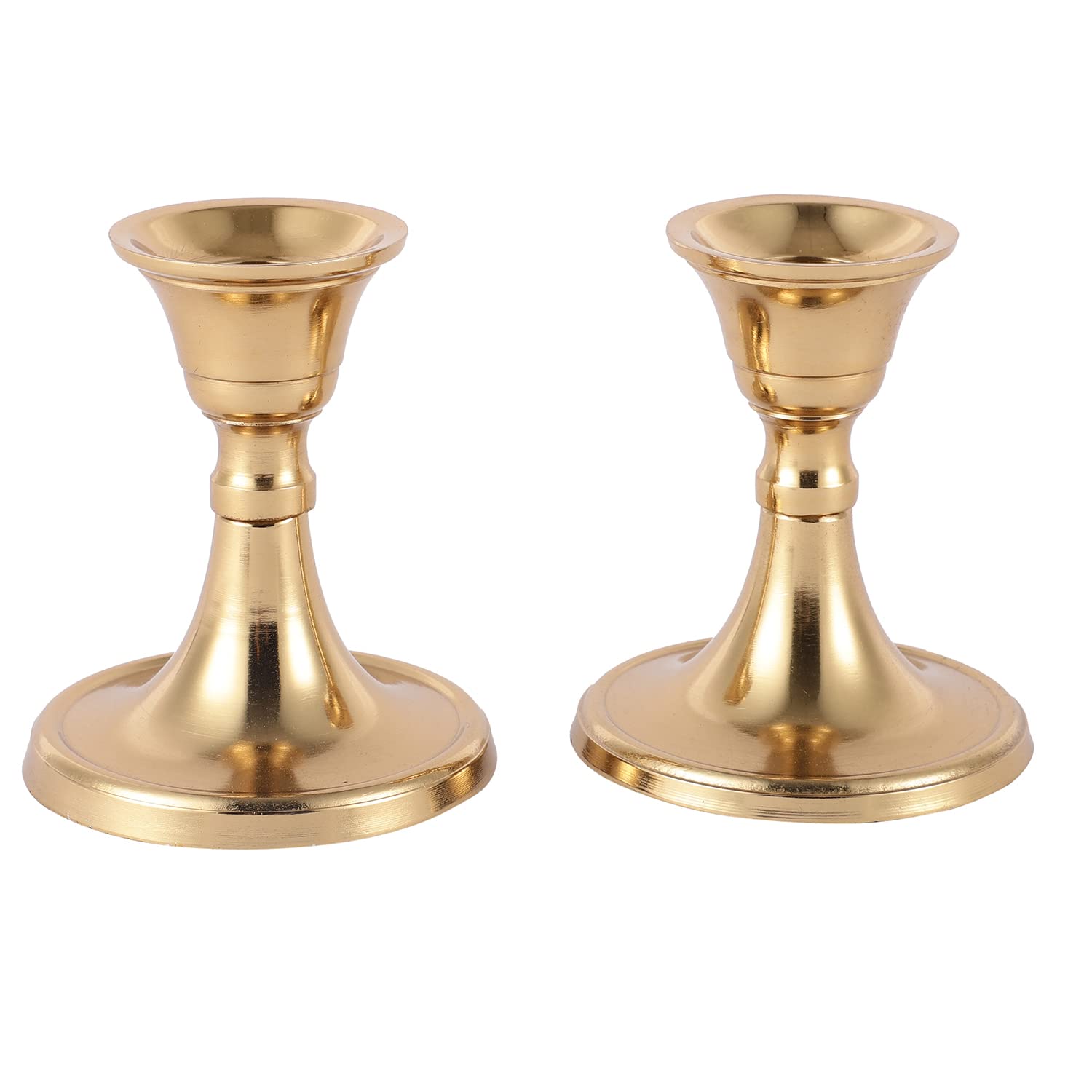 Voidrop Mini Candlestick Holders Set 2 Pcs,Taper Candle Holders, Candle Holders, candle holders for table centerpiece for Wedding, Festival, Party & Festival Decor (Gold)
