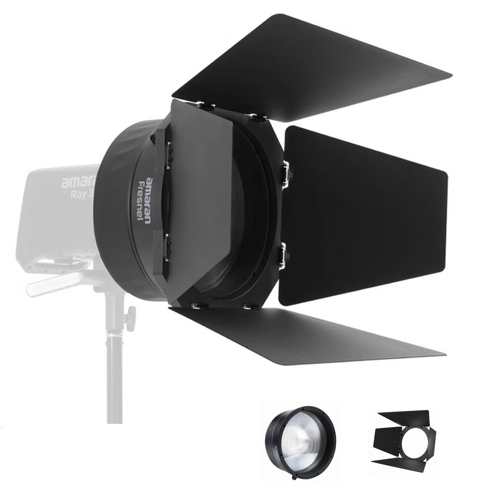 Modificateur de lumière Fresnel Amaran avec Volets à 4 vantaux réglables pour projecteurs LED Ray 360c et 660c Halo 600x 300x et Monture Bowens.