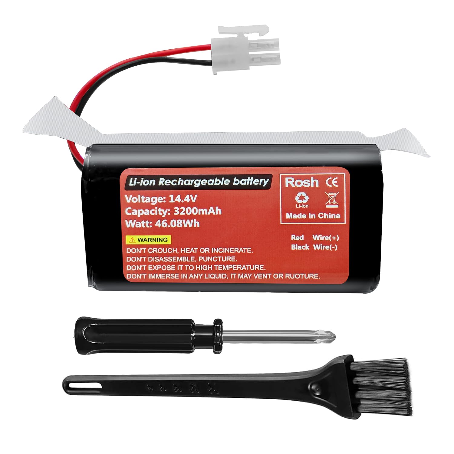 Fytoo 1PCS 14.4V 3200mAh Li-ion Battery for ILIFE A4S Robot, A4, A4S pro, A6, A7, A9, A10, V3x, Compatible with V7, V7s Plus, V7 PRO, W400, W400s,