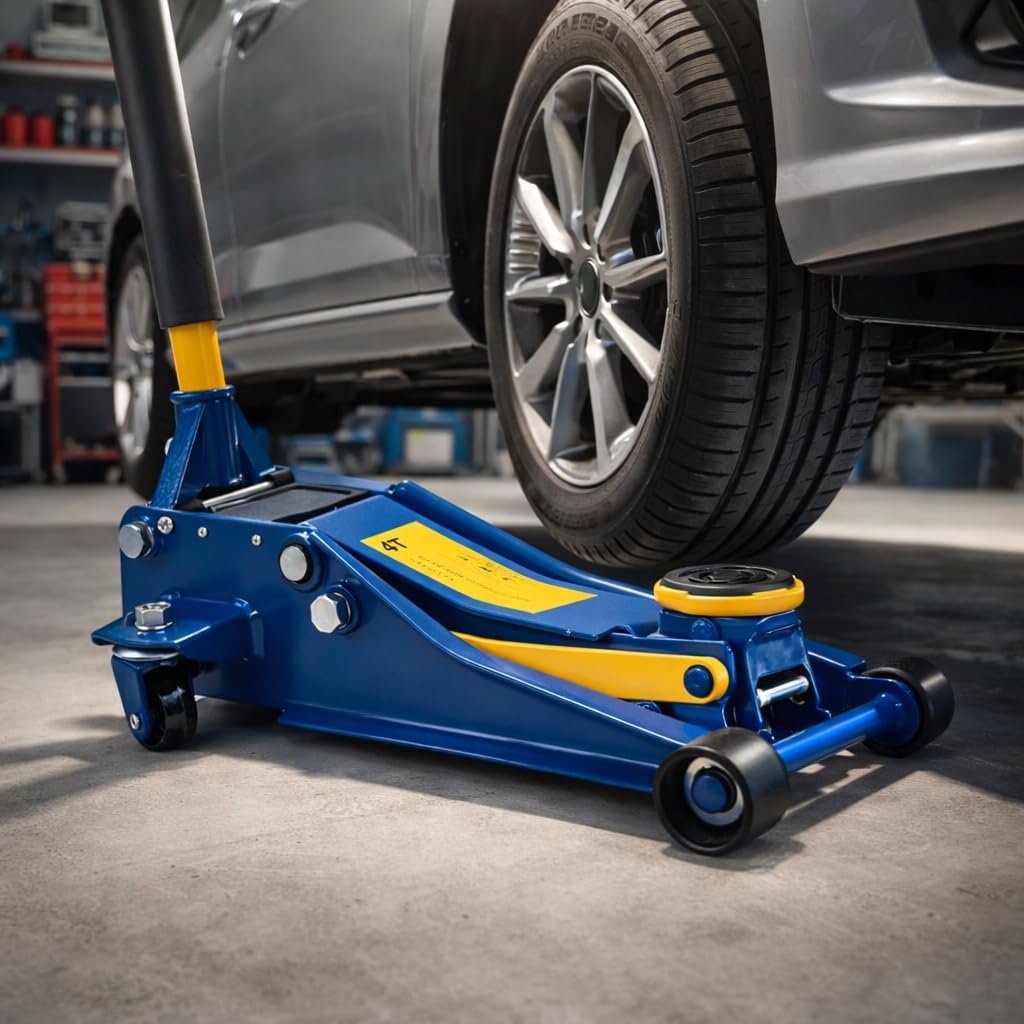 Gato Hidráulico en Carretilla 4T para Auto, Elevador Hidráulico Profesional, Jack de Coche de Bajo Perfil con Ruedas, Brazo de Elevación Estable, Ideal para Taller y Uso Doméstico