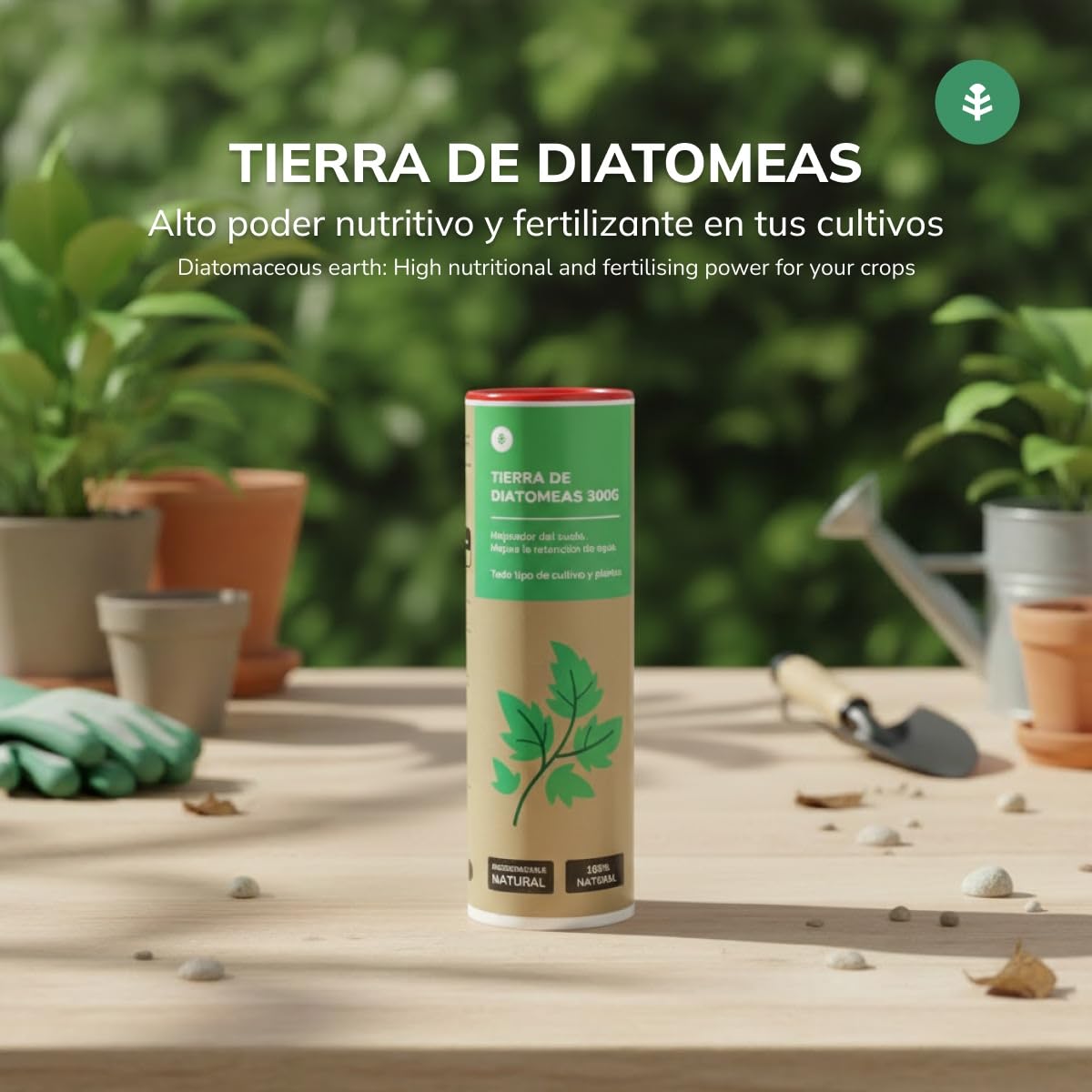 Planeta HUERTO | Tierra de Diatomeas 300 g Mejorador Natural de Suelo y Fertilizante Ecológico