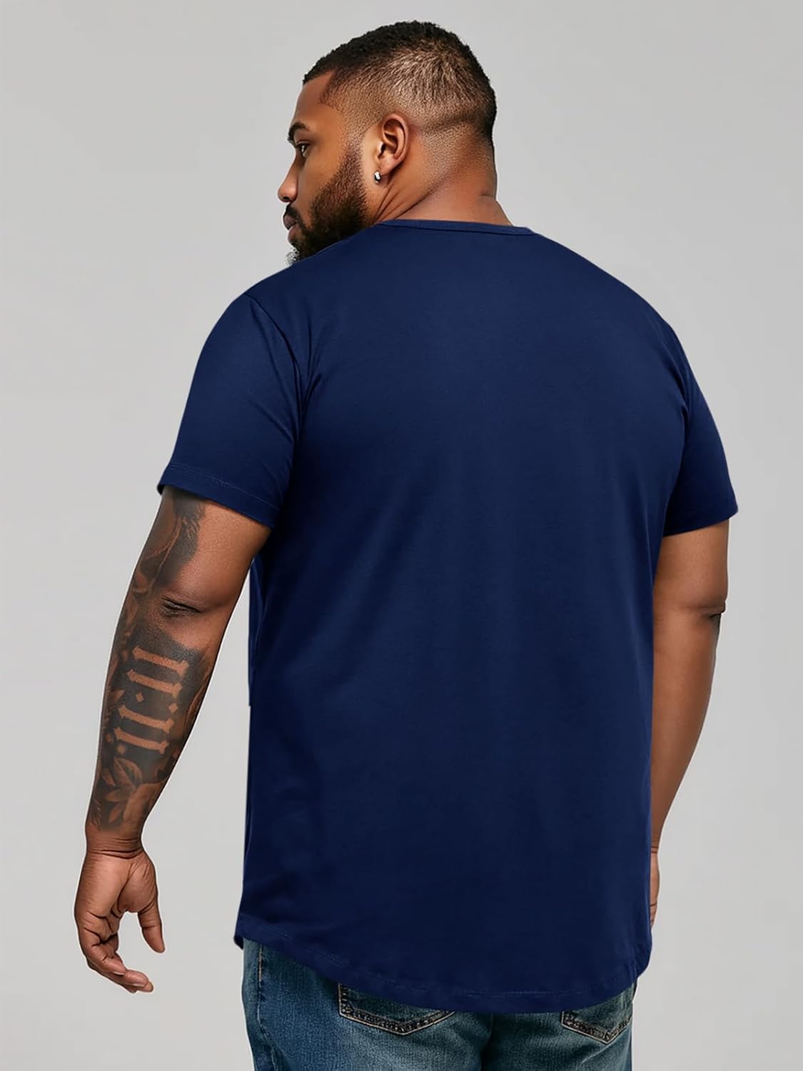 Runcati Mens Big and Tall Shirts Short Sleeve Crew Neck Casual T-Shirt Hipster Hip Hop Longline Tee Shirts - Image 4