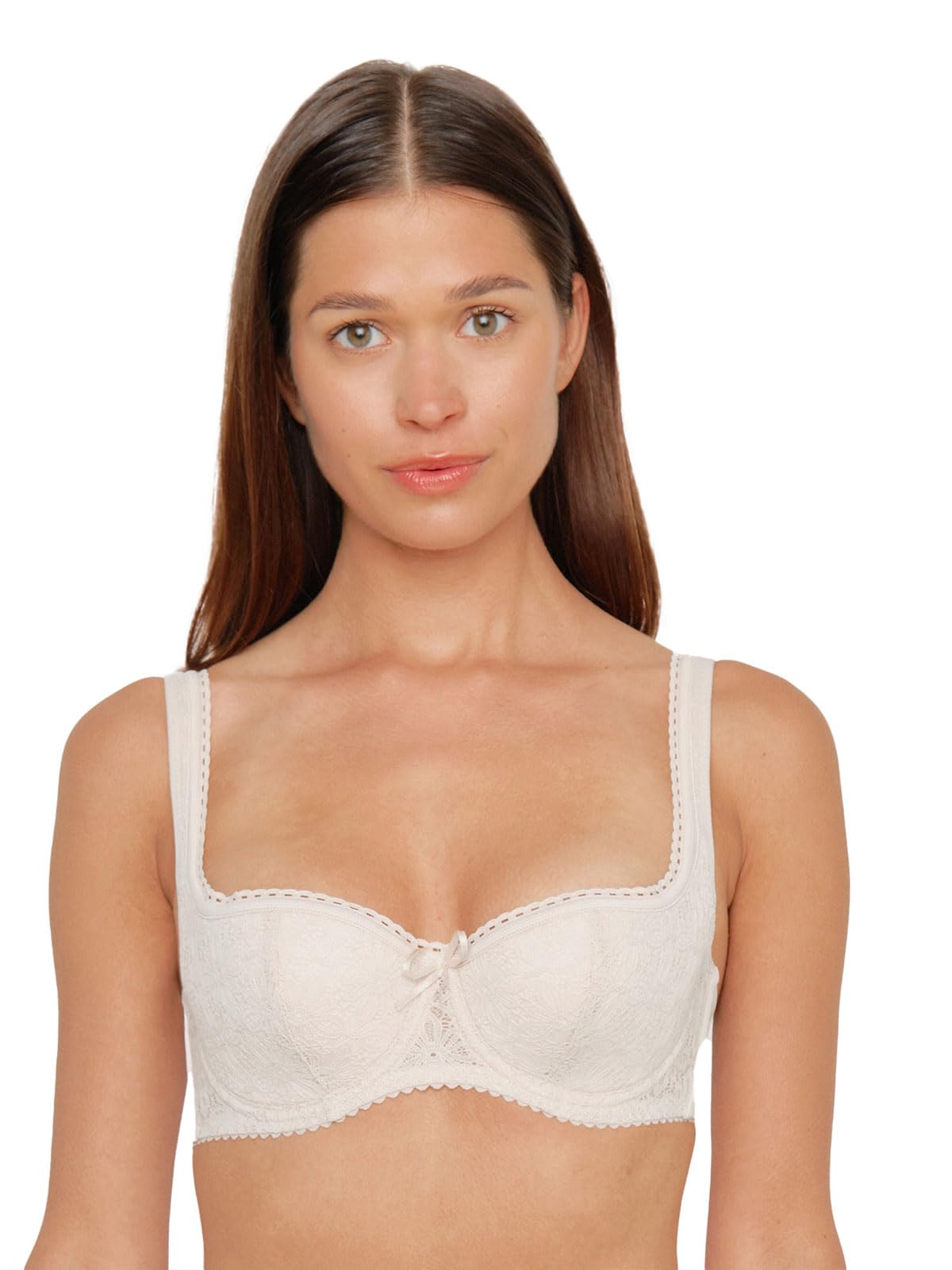 Susa Women's Balconette Dirndl Bra with Underwire, Wiesn-Zauber, Balconette Bra, Underwired Bra with Soft Cups, Women's Bras with Jacquard Pattern, Special Cleavage, Pure Beige, 44 A