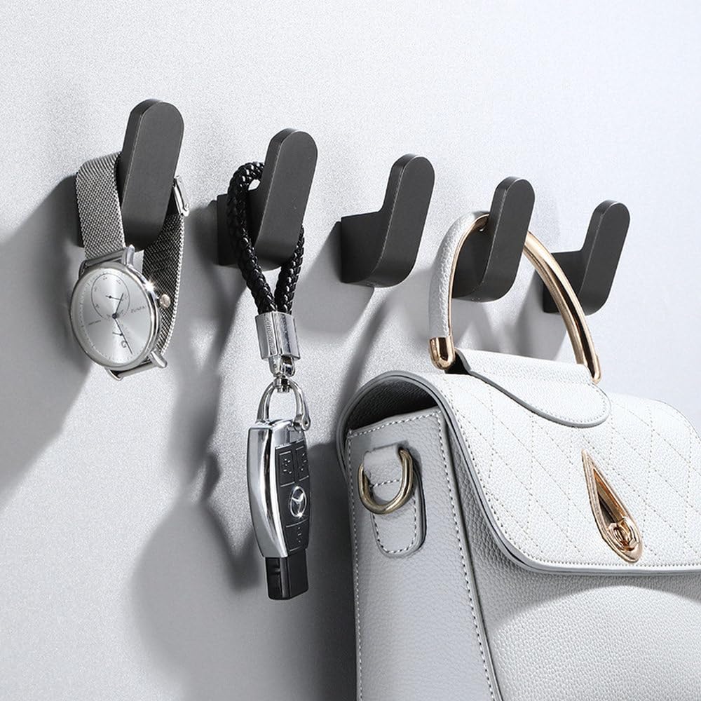 Schwarze Bademantelhaken aus Aluminium, für Badezimmer, Kleiderhaken, Handtuchhaken, Tür, Kleidung, Schlüsseltasche, Kleiderbügel, Haken für Badezimmer, rostfrei, Dekor, Organizer, Hakenleiste, A, 1