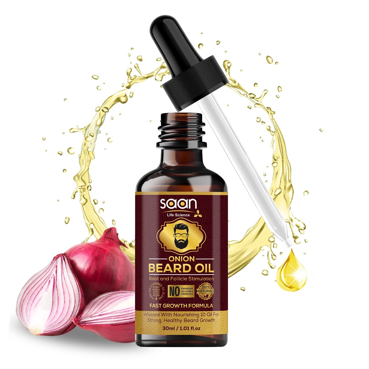 SAAN Onion Beard Growth Oil | Beard & Mustache Growth Oil-10X Nourishing Oils, Vitamin E For Stronger, Fluffier & Shinier Beard 30 ml | No Harmful Chemical (Onion Beard oil) (B0992QPJ9P) Amazon Price History, Amazon Price Tracker