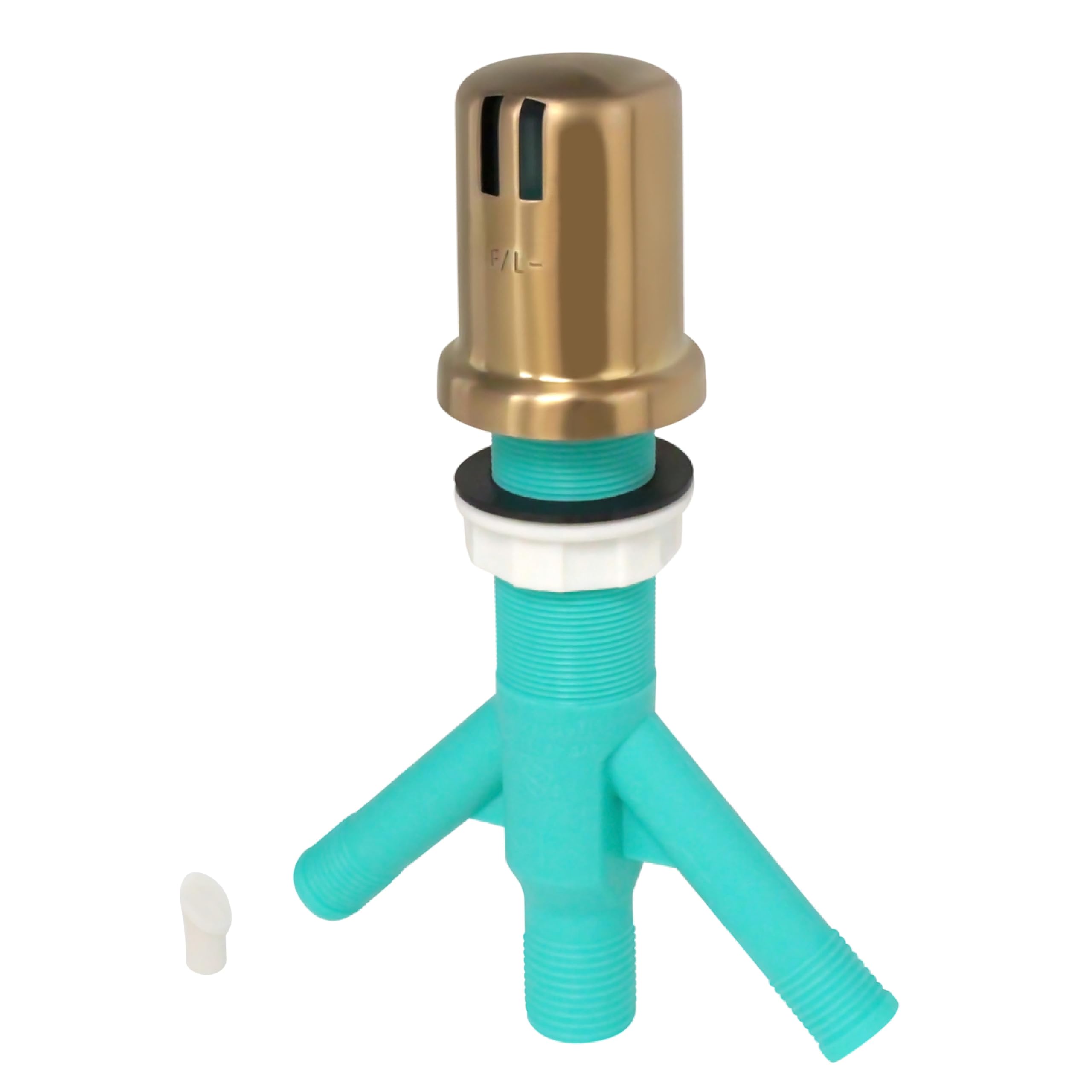 Dual Air Gap with Brushed Bronze Brass Cap for Double Drawer or Two Separate Dishwashers with Skirted Cap and Extra Long Thread for Thick or Thin Countertops (AG200-804, AG200-X04, AMERIGAP)