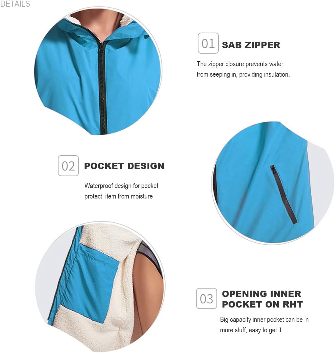 Thermal Surf Poncho Changing Robe Unisex Swim Parka Oversize Long Fleece Waterproof Heat Swimming Jacket Wetsuit Towel Hooded