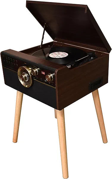 TechPlay Cyclops Complete High Power Stereo System, Turntable, Cassette/CD Player with Bluetooth Connection (Expresso)