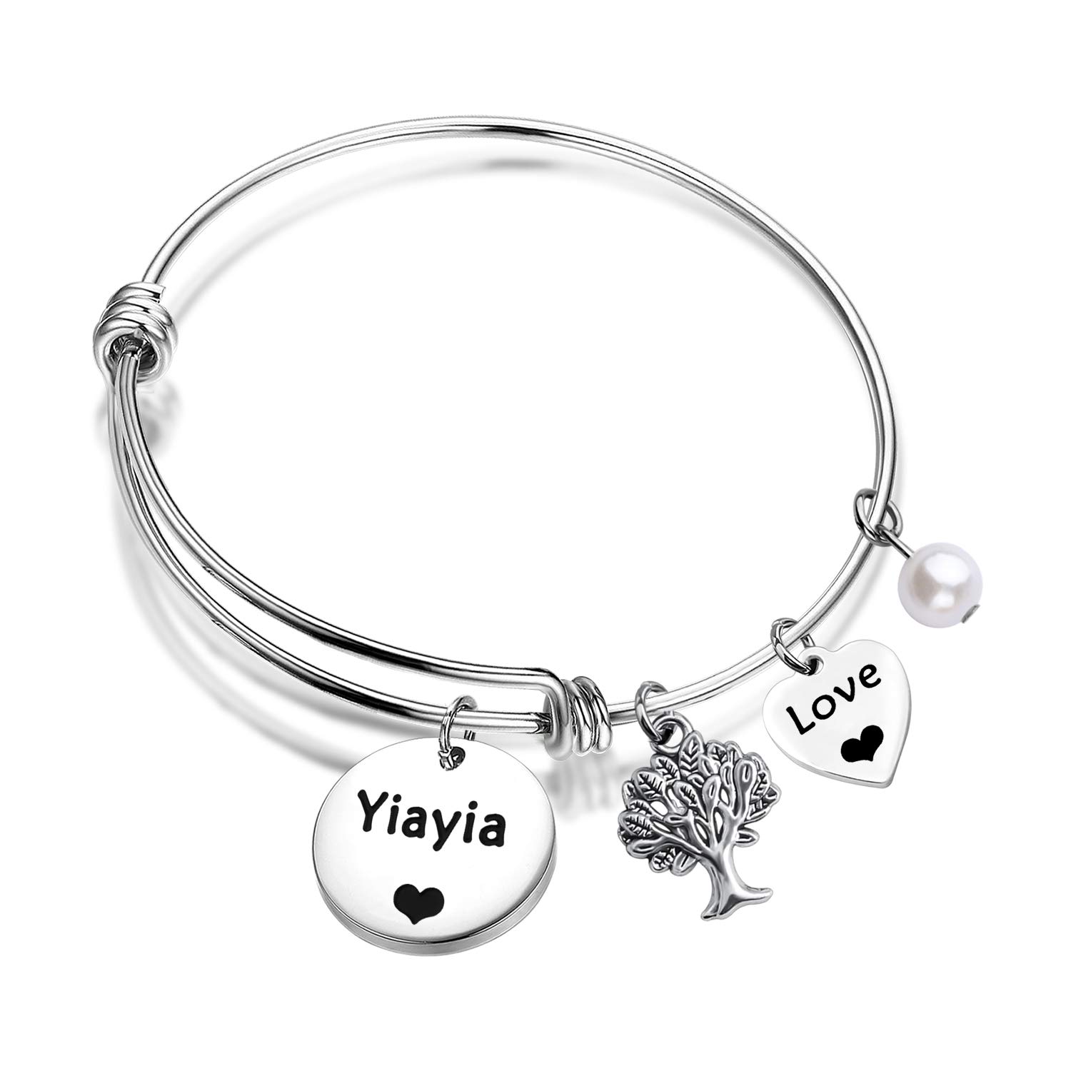 ENSIANTH Yiayia Gift Grandma Jewelry Grandma Bangle Bracelet Gift for Yiayia