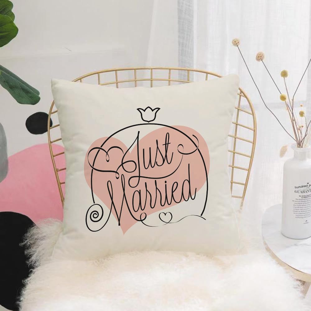 HYMSXW Cushion Cover,Throw Pillow Case Home Decorative for Living Room Bedroom Sofa Chair 20X20 Inch,Just Married hand lettering for your design,Pillowcase 50X50cm