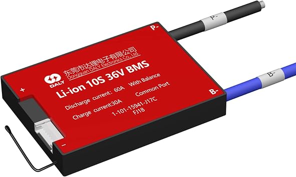 DALY BMS 10S 36V 60A Li-ion Battery Protection Module PCB Protection Board with Balance Leads Wires BMS for 18650 Battery Pack 36VStandard BMS,60A