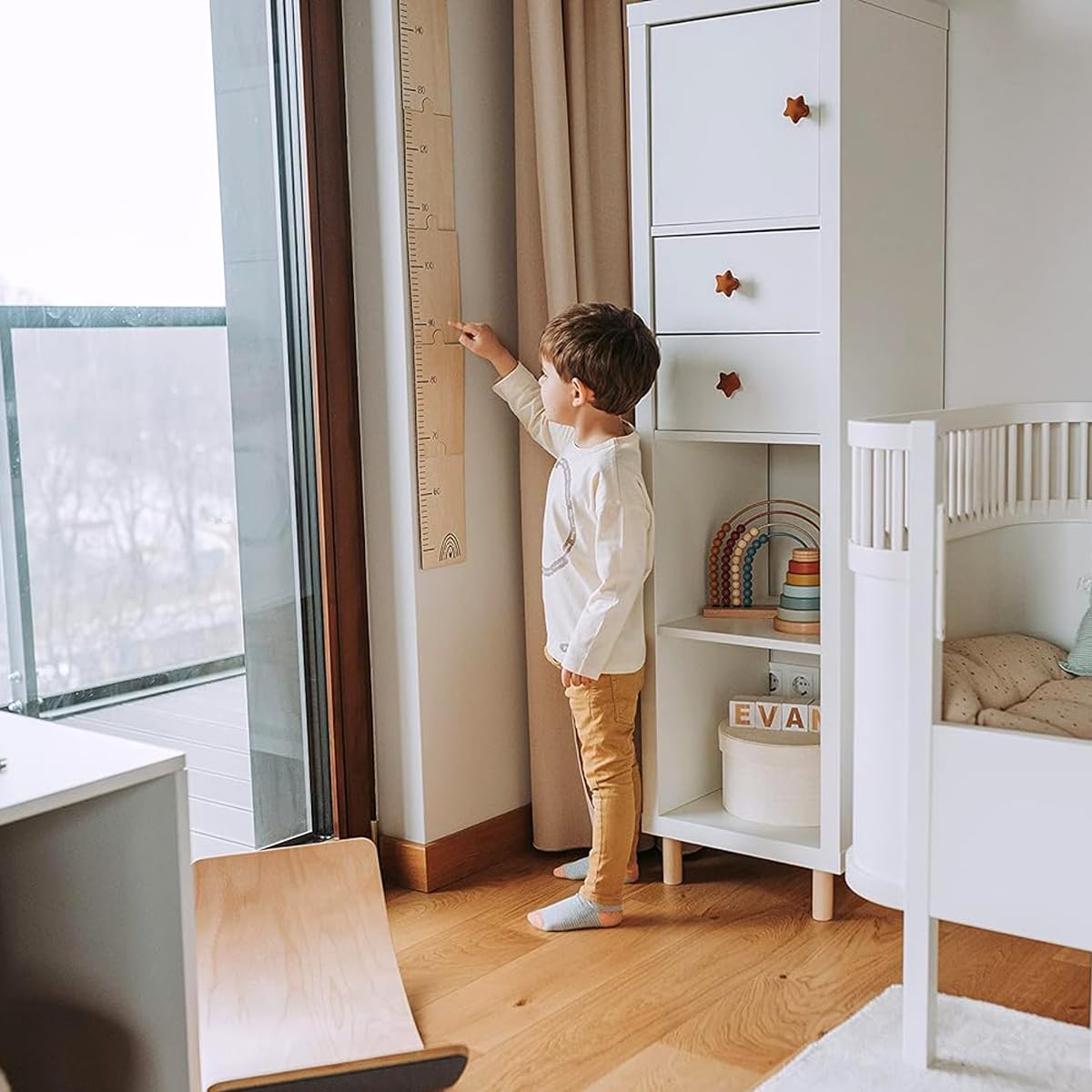 Medidor altura Gráficos de Crecimiento para Colgar en la Pared, Medidor de altura de niños,Medidor Altura NiñOs Pared,Regla de Altura de Madera, para Niños y Niñas,Decoración de la Habitación Infantil