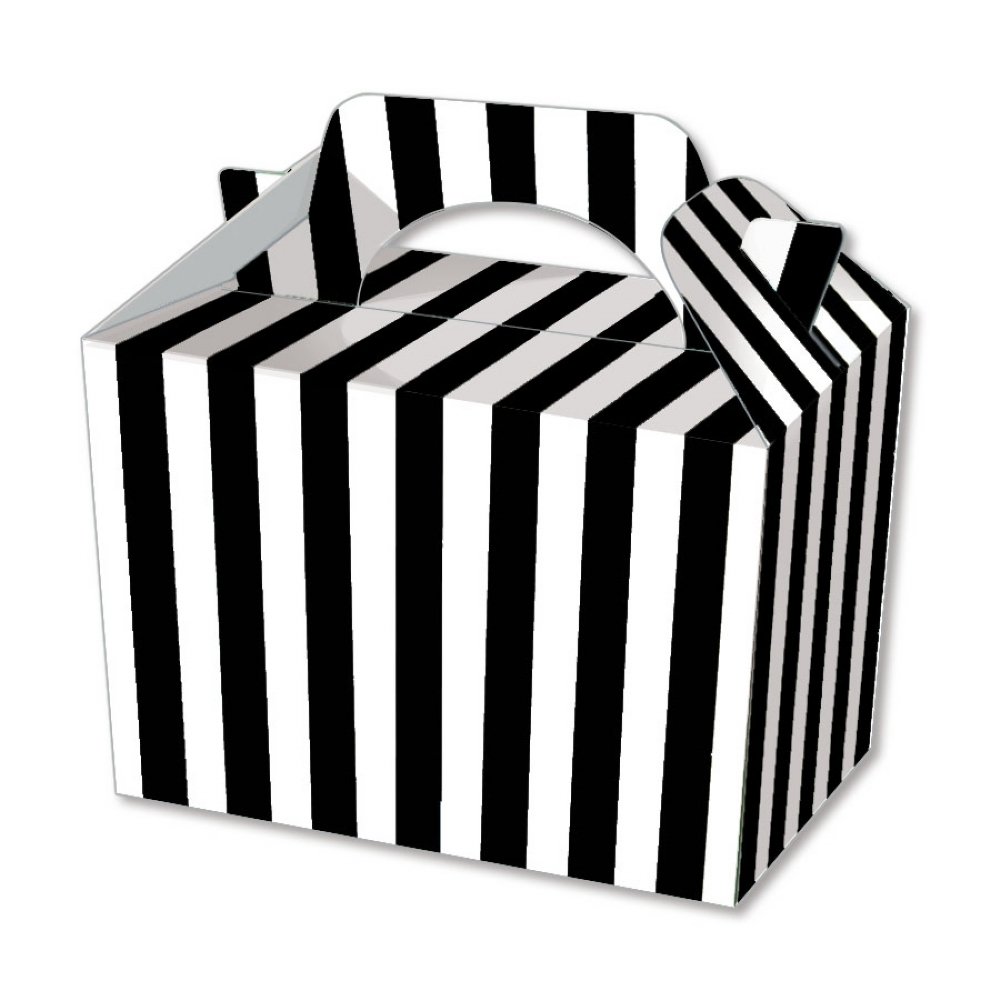 Lotus 15 x Stripe Design Spotty Children/Kids Party Boxes Carry Food Meal Fun Picnic Birthday Wedding Favour/Baby Shower Party Halloween Trick or Treat Box Loot Bag (Black) โ image 1