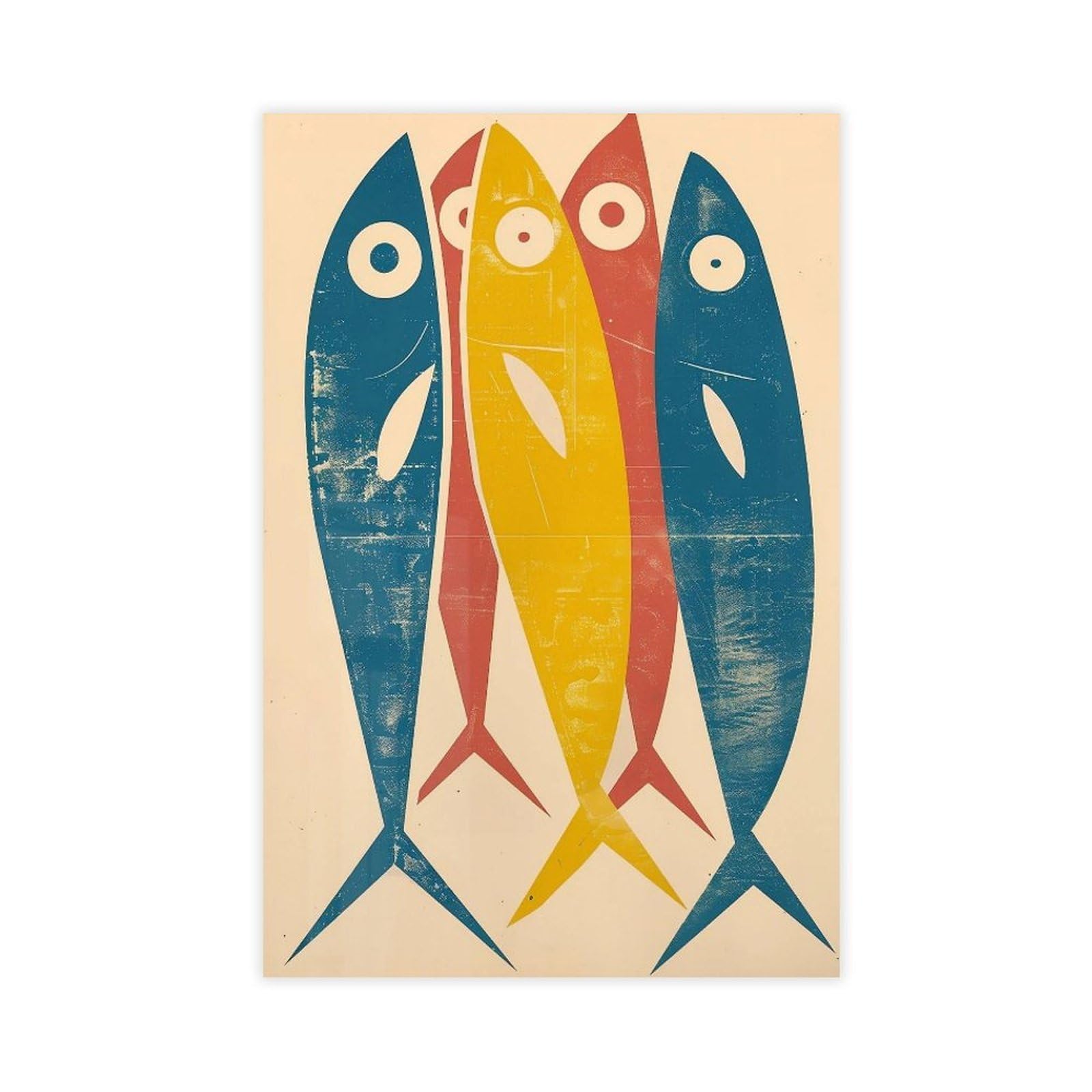 Wjwart Retro Fish Print Sardines Canvas Poster Wall Art Print Picture Paintings 12X18inch(30X45cm)