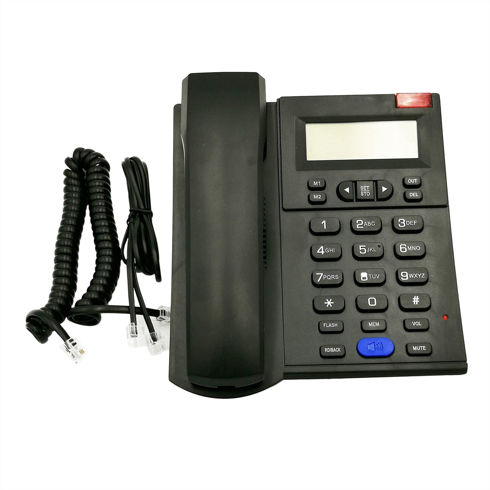 Wired Telephone, Business Office Home Fixed Desktop Telephone, Hands-free Call, Dual Memory Function, Adjustable Ringtone Volume (Color : Black)