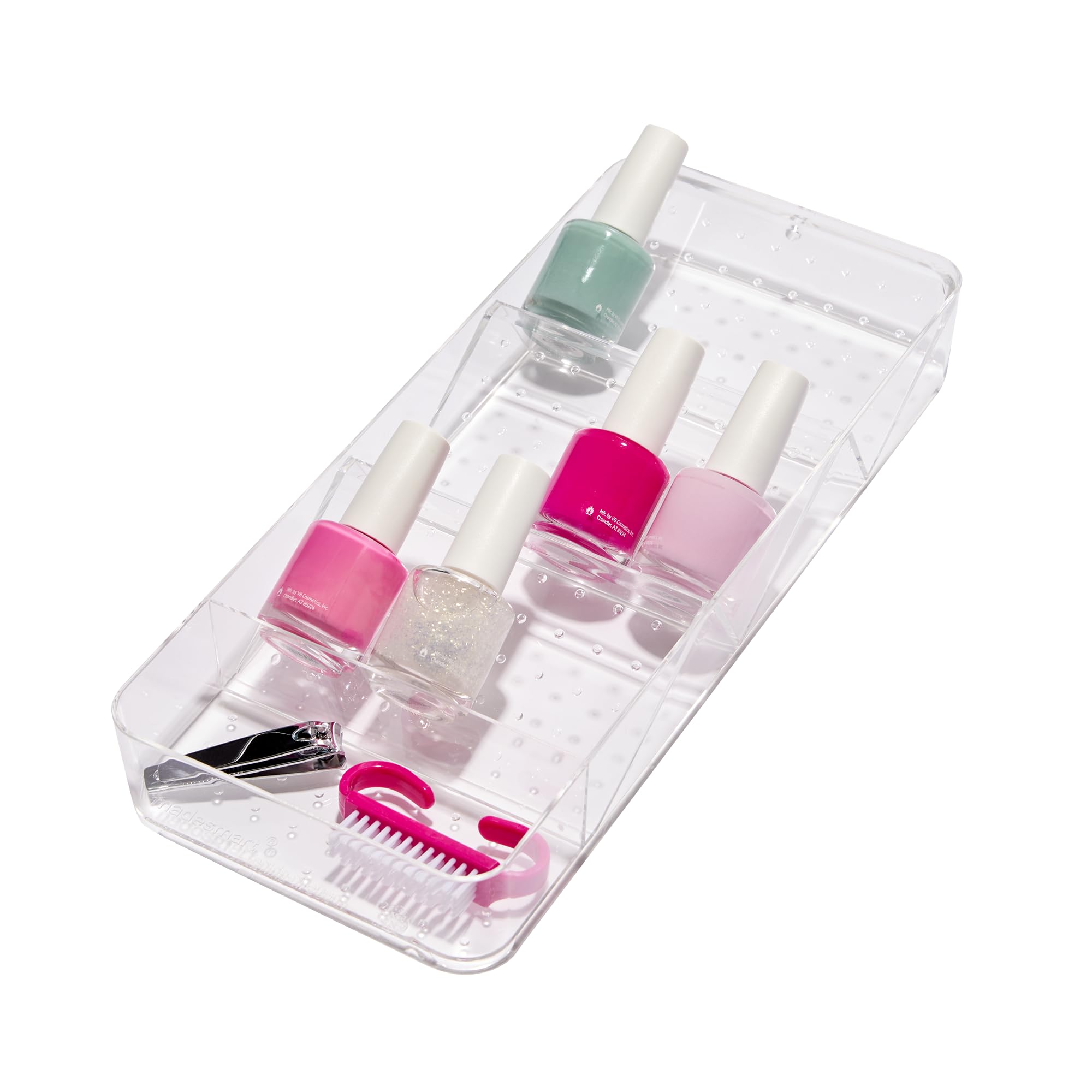 madesmart Small Shallow Tray with Angled Dividers Clear