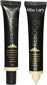 Base Facial Reboco Pro, Alta Cobertura, com Ácido Hialurônico, Efeito Matte Aveludado, Oil Free, 30g - Maquiagem Miss Lary (03)