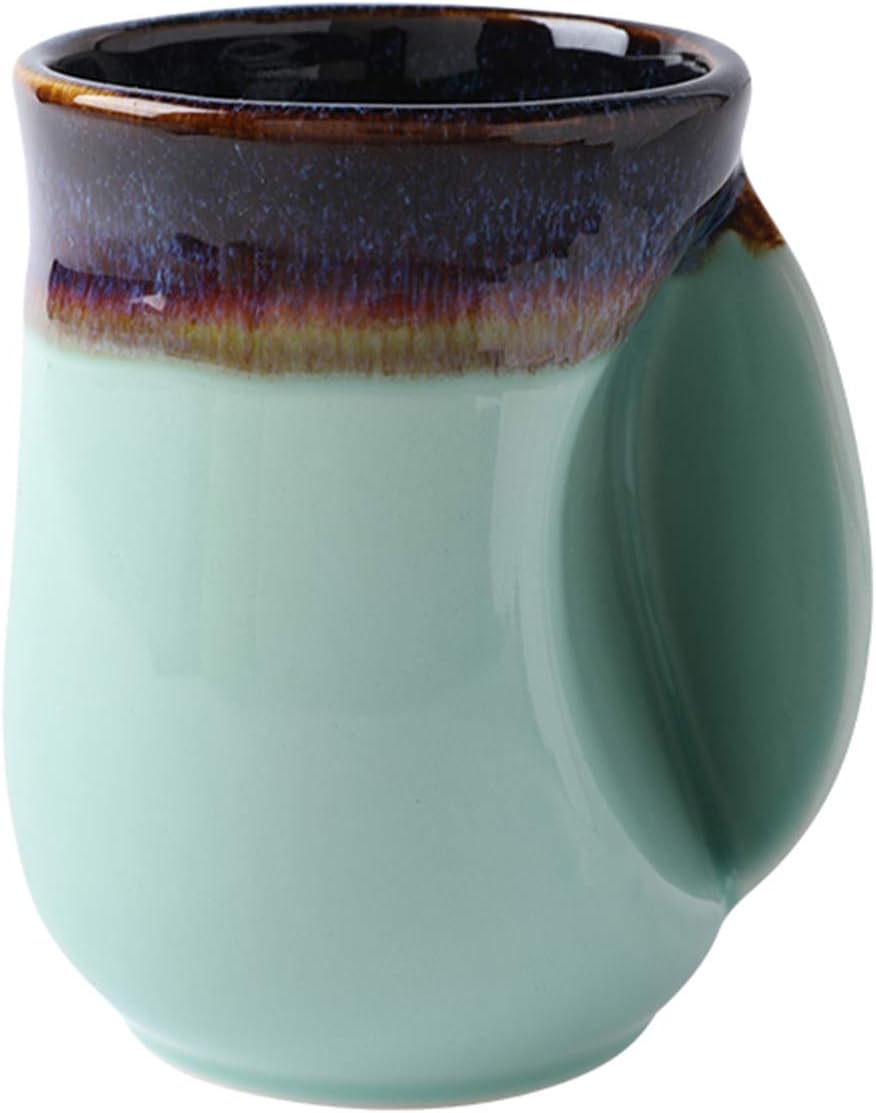 Porcelain 18oz Novelty Right-handed Handwarmer Mug, Coffee Mug, Tea Mug for family friends and couple - Mint