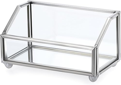 Miniatura 9 de Hipiwe Soporte para tarjetas de visita de vidrio, organizador de exhibición de tarjetas de presentación de marco de metal, soporte de almacenamiento