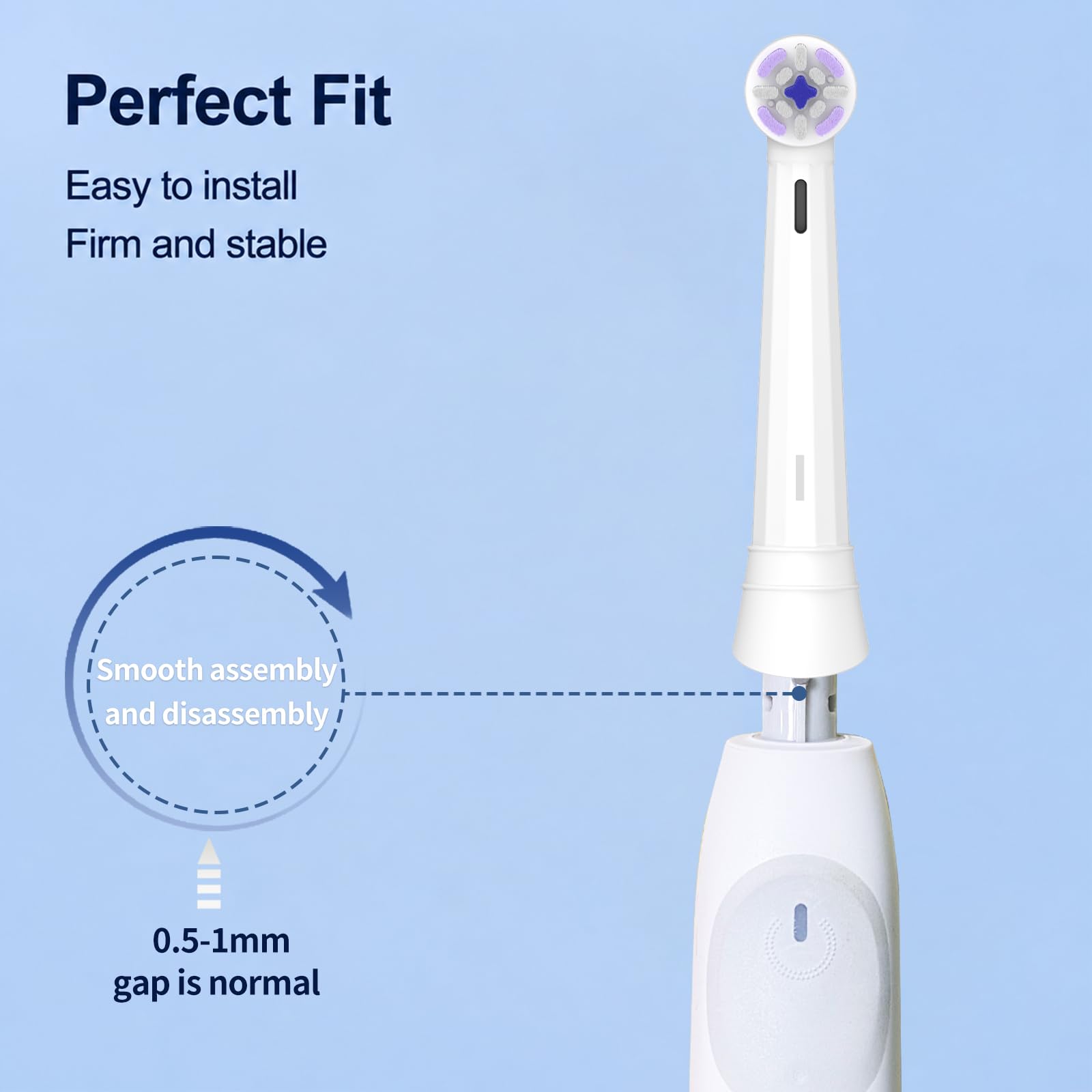 Testine di ricambio compatibili con spazzolini elettrici Oral-B, rimuovono efficacemente la placca, realizzate con setole morbide Dupont, bianche, confezione da 12