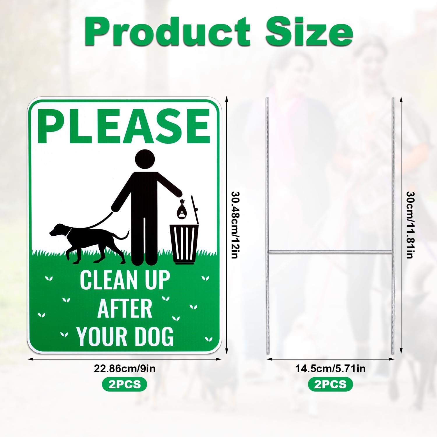 2 cartelli "Clean Up After Your Dog", 30,5 x 22,9 cm, impermeabili, senza sprechi, per cortile, promemoria amichevole per i proprietari di animali domestici senza fare pipì sul prato