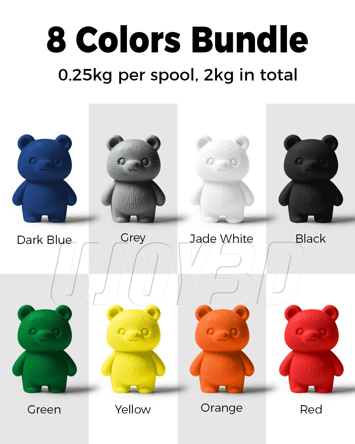 UJOY3D 8 Color 3D Printer Filament Bundle -6