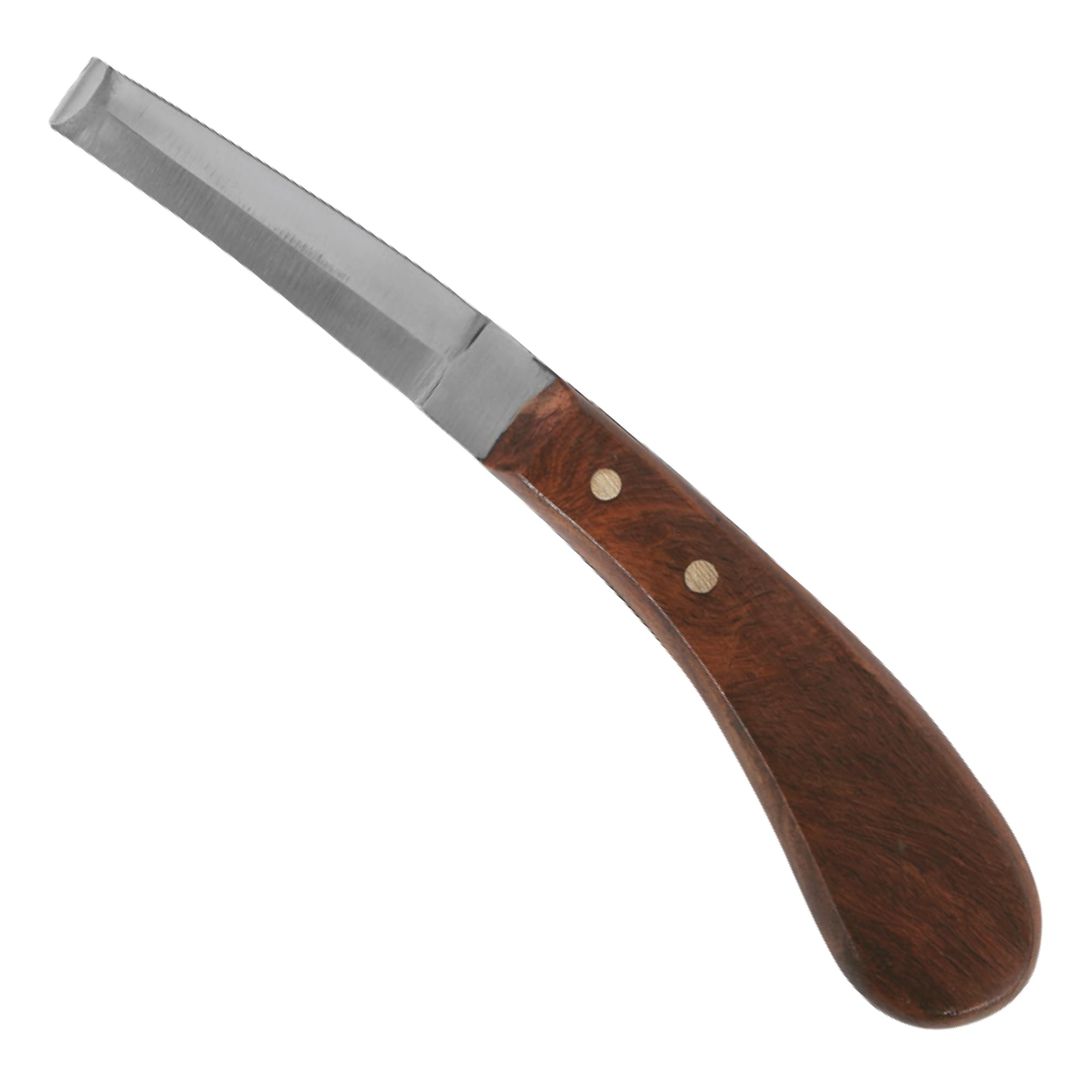 Hoof Knife Double Edged Curved Blade – Stainless Steel Curved Blade Farrier Tool with Wooden Handle, Multipurpose Hoof Trimming Knife for Livestock, 3-Inch Blade, 8.5-Inch Overall