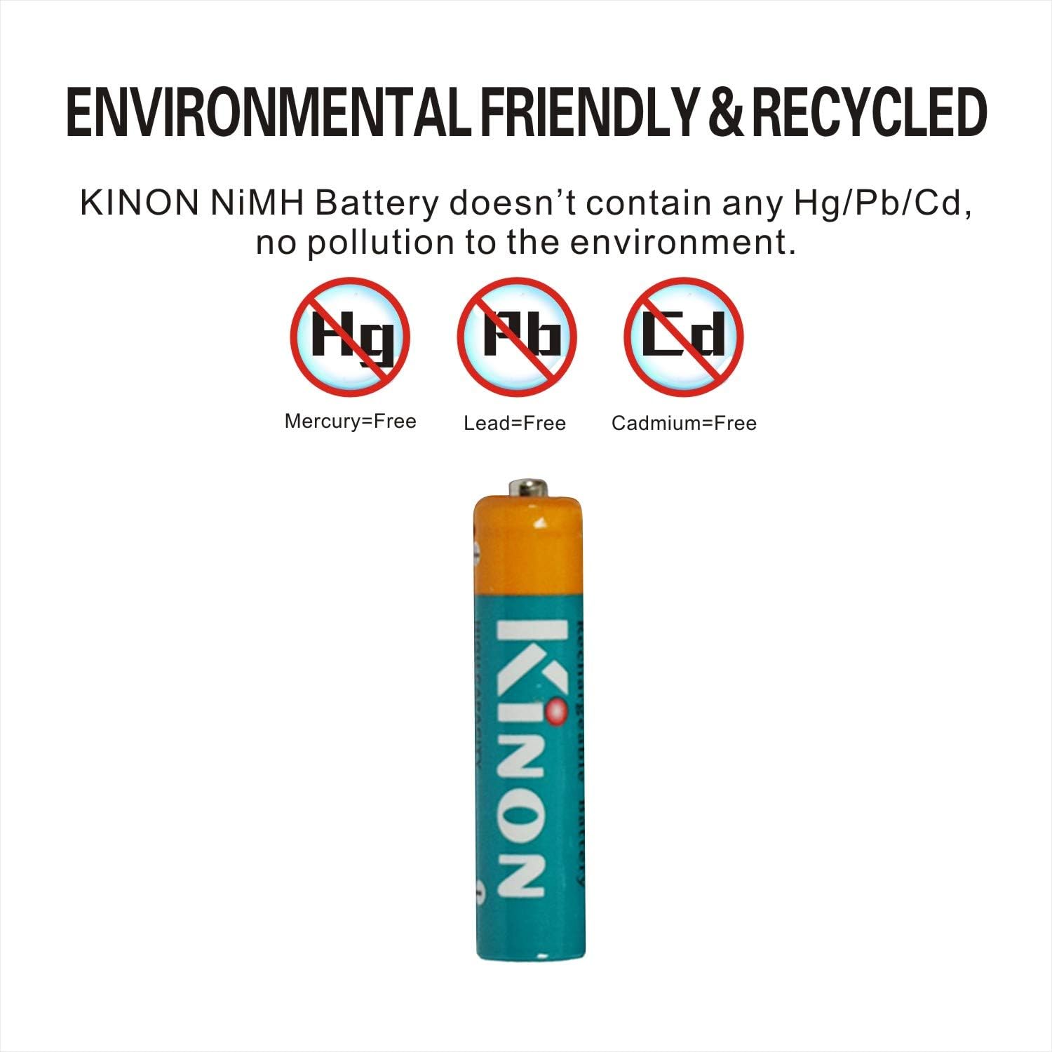 Kinon AAA Rechargeable Batteries Ni-Mh 1.2V 1000mAh (12 Pieces) for Cordless Phone Electric Scale Remote Wireless Mouse Landscape Path Light, Blue : Electronics