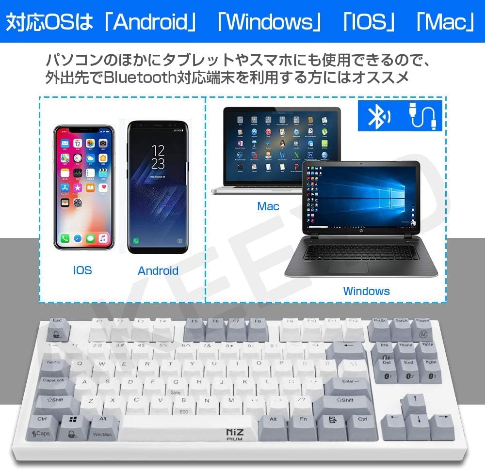 niz 静電容量 キーボード 35g x87 白 英語配列 Amazon | NiZ