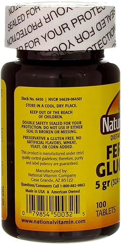 Miniatura 5 de Nature's Blend Tabletas de gluconato ferroso, 100 unidades