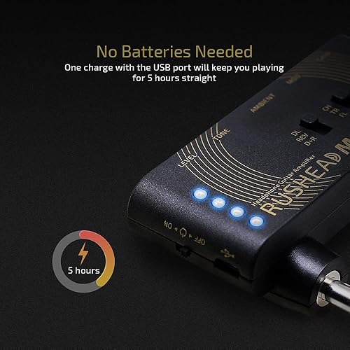 Miniatura 5 de Valeton Rushead Max - Amplificador de auriculares portátil para guitarra y bajo USB, cargador USB, para dormitorio, multiefectos