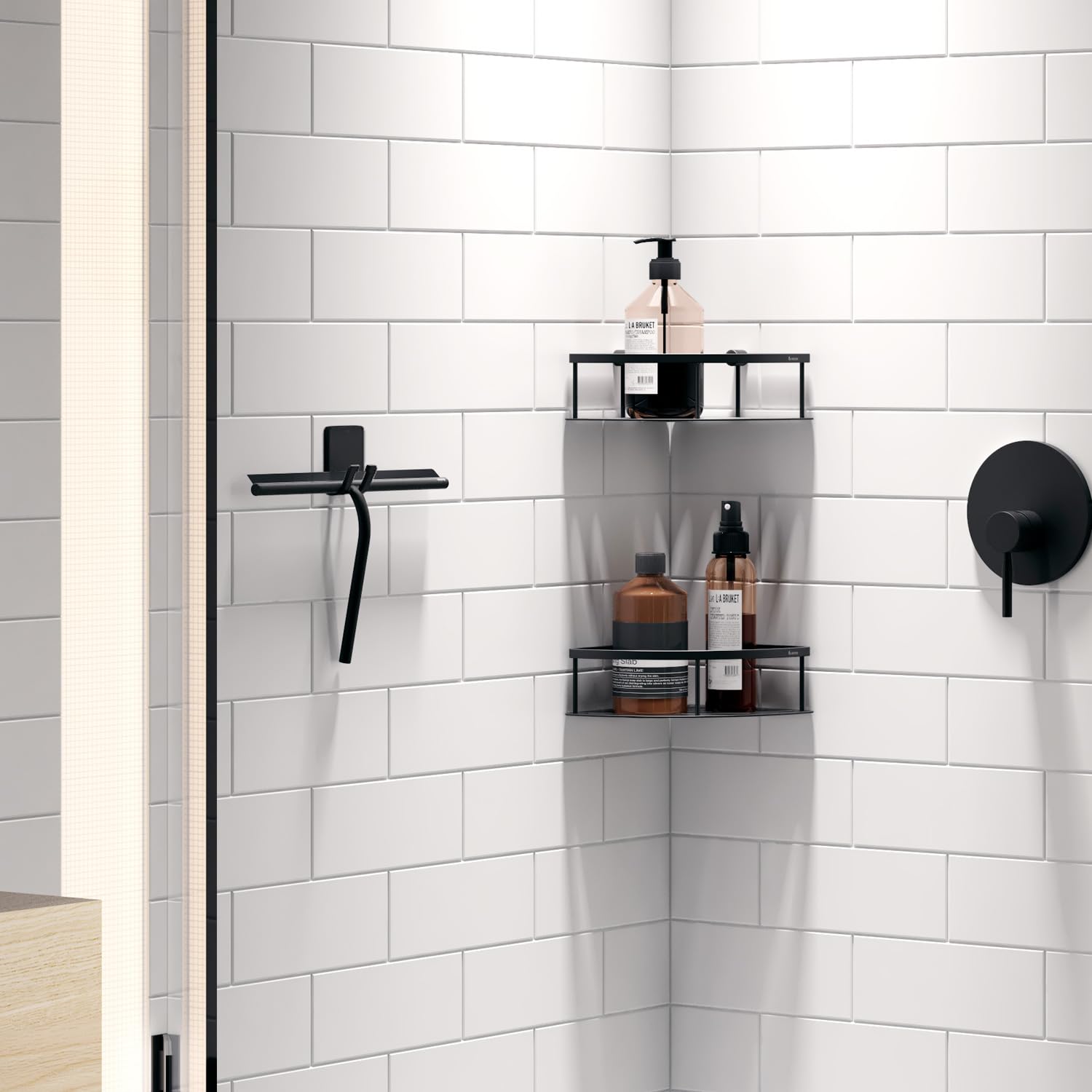 Smedbo Sideline Duschabzieher, mit selbstklebenden Haken edelstahl schwarz DB2140
