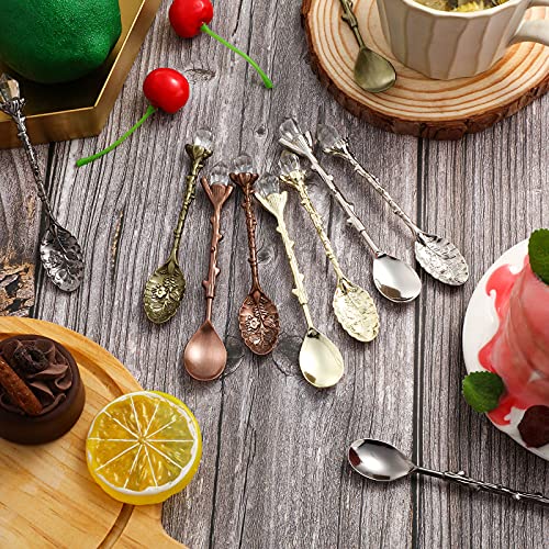 Retro Spoons Set Crystal Alloy Coffee Spoons Decorative Tea Spoons Vintage Carved Spoons Stereoscopic Teaspoons Dessert Spoons For Cafe Tableware (20) #TOP5