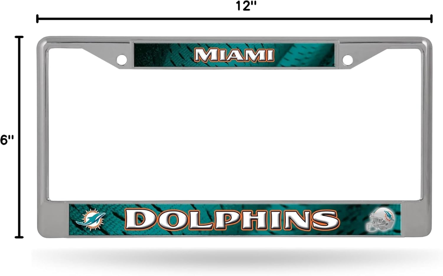 Rico Industries NFL Football Miami Dolphins 12" x 6" Silver Chrome Frame with Decal Inserts