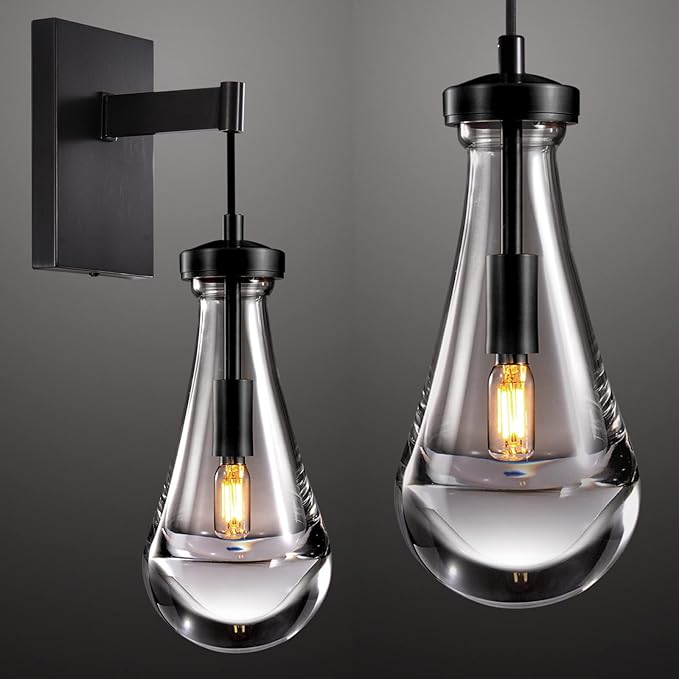 Joyunleo Raindrop Wall Sconces, Black Wall Sconces Modern Bathroom