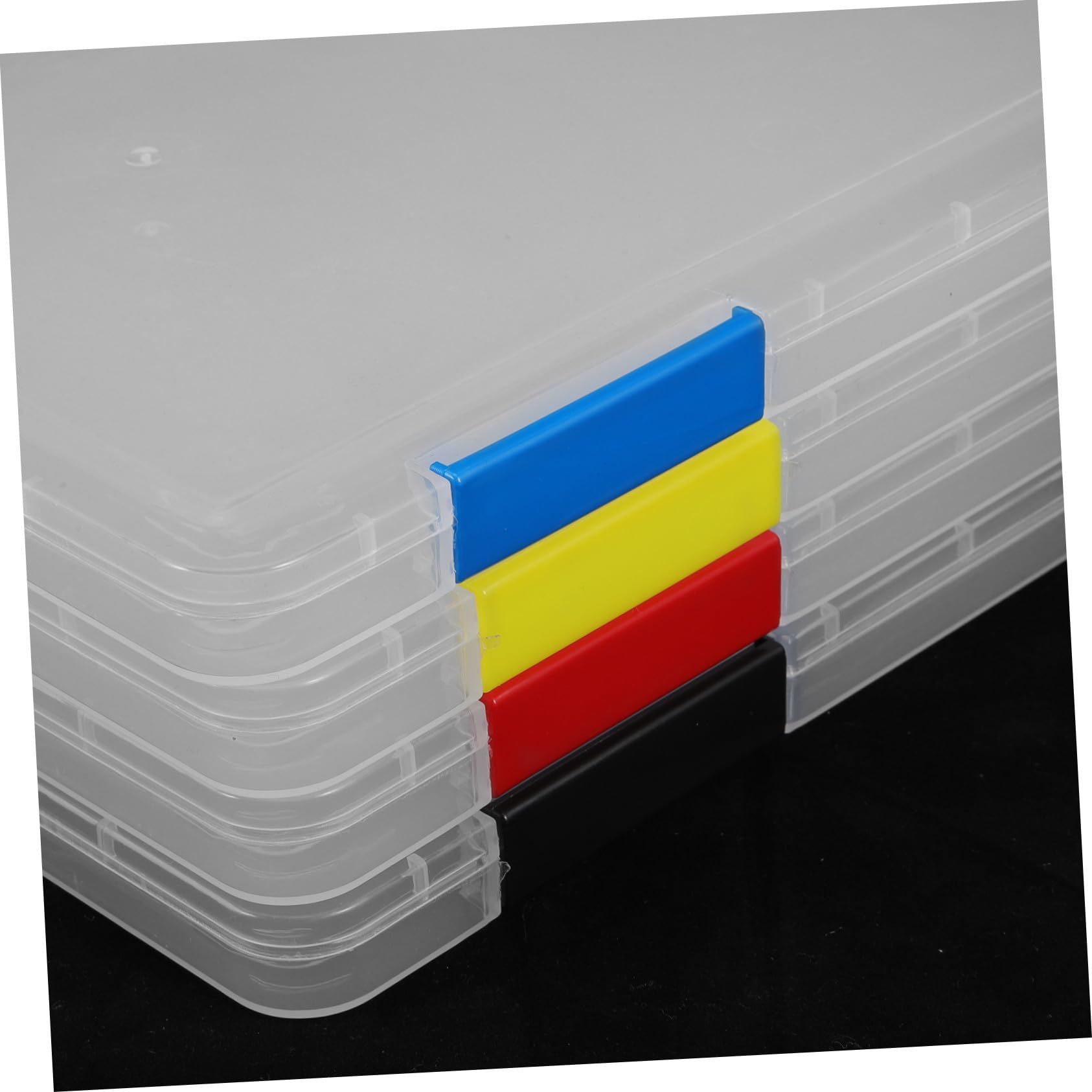 4 Stück Transparente Ablageboxen aus Kunststoff, Stapelbar fürs Büro