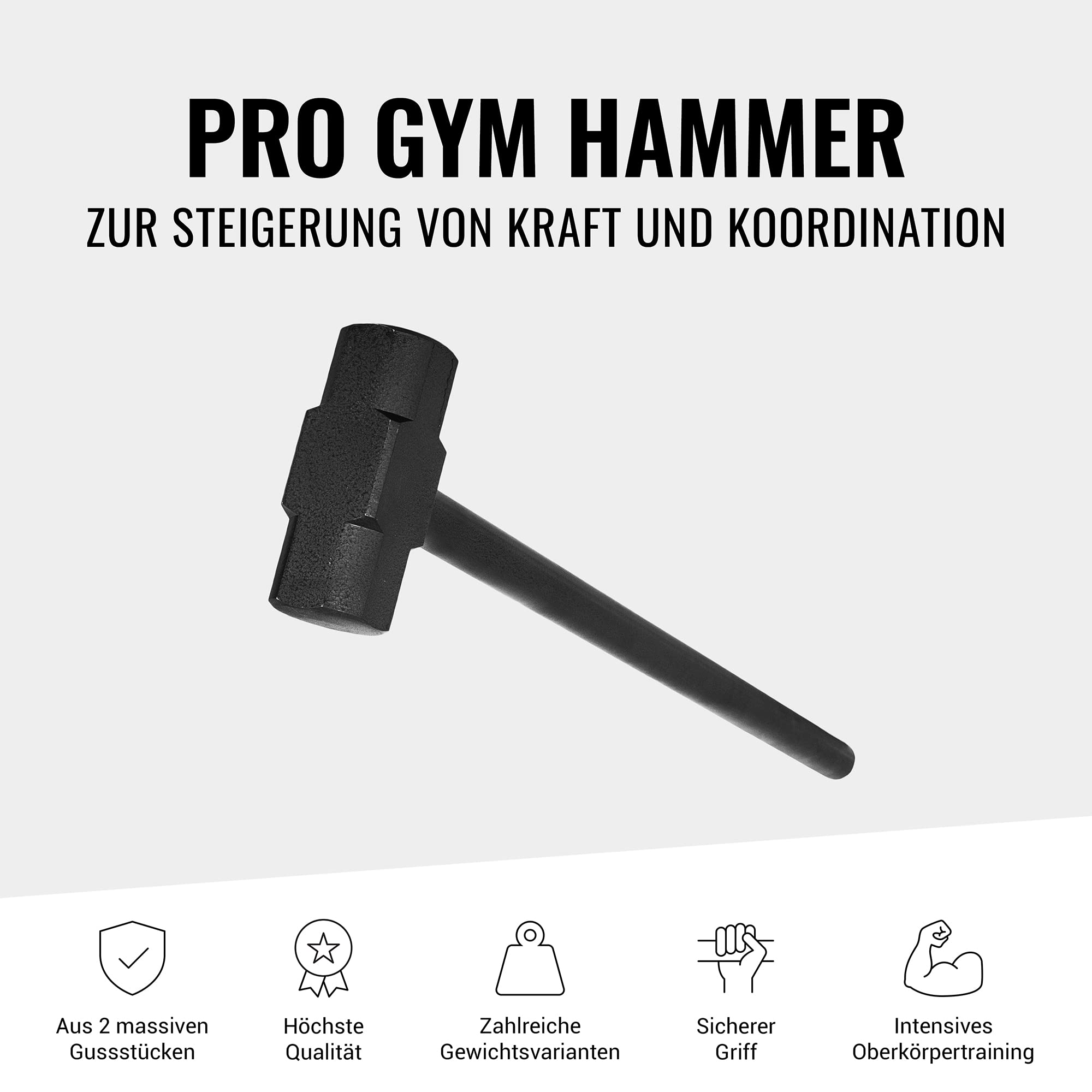 Gorilla Sports® Martello Fitness - 6kg / 8kg / 10kg / 12kg / 15kg / 20kg / 25kg / 30kg Pesi, Acciaio - Mazza da Allenamento, Hammer, per Palestra, Bodybuilding, Sollevamento, Muscoli, Esercizi, Forza