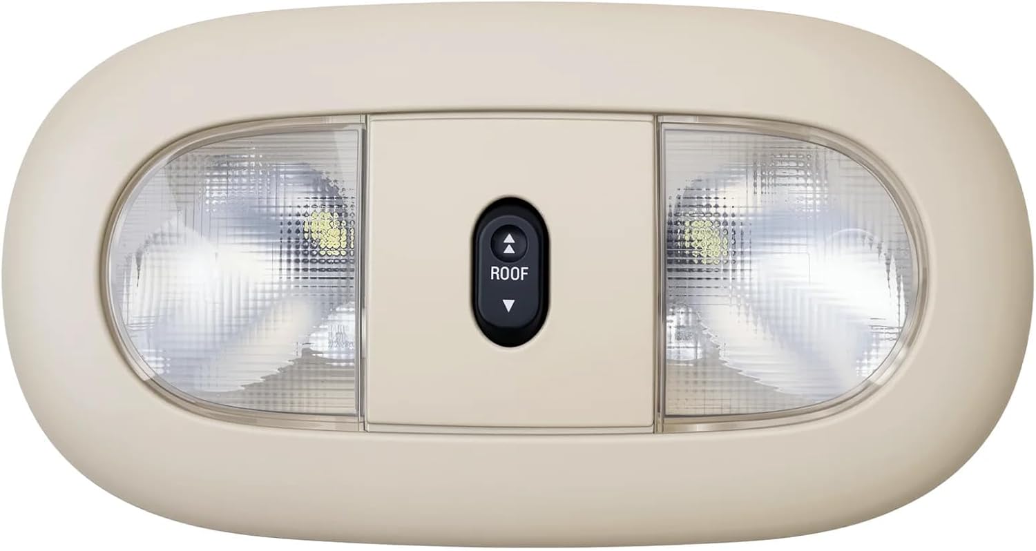 LED Overhead Console Dome Map Light with Sunroof Switch Compatible with Ford F250 F350 F450 F550 Super Duty 2008-2010, Interior Roof Reading Headliner Lamp, Replacement for 8C3Z-25519A70-AA, Beige