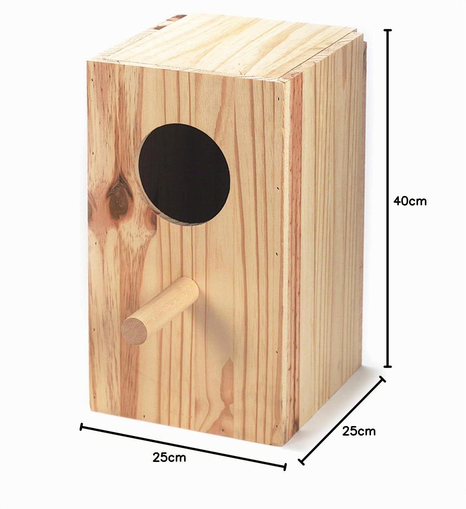 Arquivet Nido de Madera para pájaros - Casa para Loros - Caja para pájaros - Nido para pájaros de jardín - Nido cría para Aves Natural - 25 x 25 x 40 cm