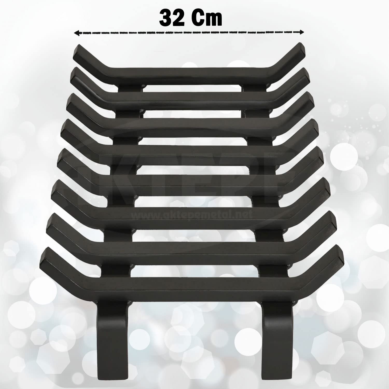 AKTEPE GROUP 48 cm x 32 cm 8 Çubuklu Ekstra Şömine Izgarası Dar Gözlü Izgara