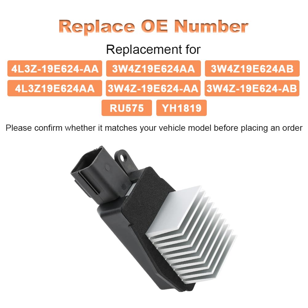 WMPHE HVAC Heater Blower Motor Resistor Compatible with Ford F-150 Freestar Thunderbird Lincoln LS Mercury Monterey 2003-2008 Replacement for 4L3Z-19E624-AA 3W4Z-19E624-AA Temp Control Regulator