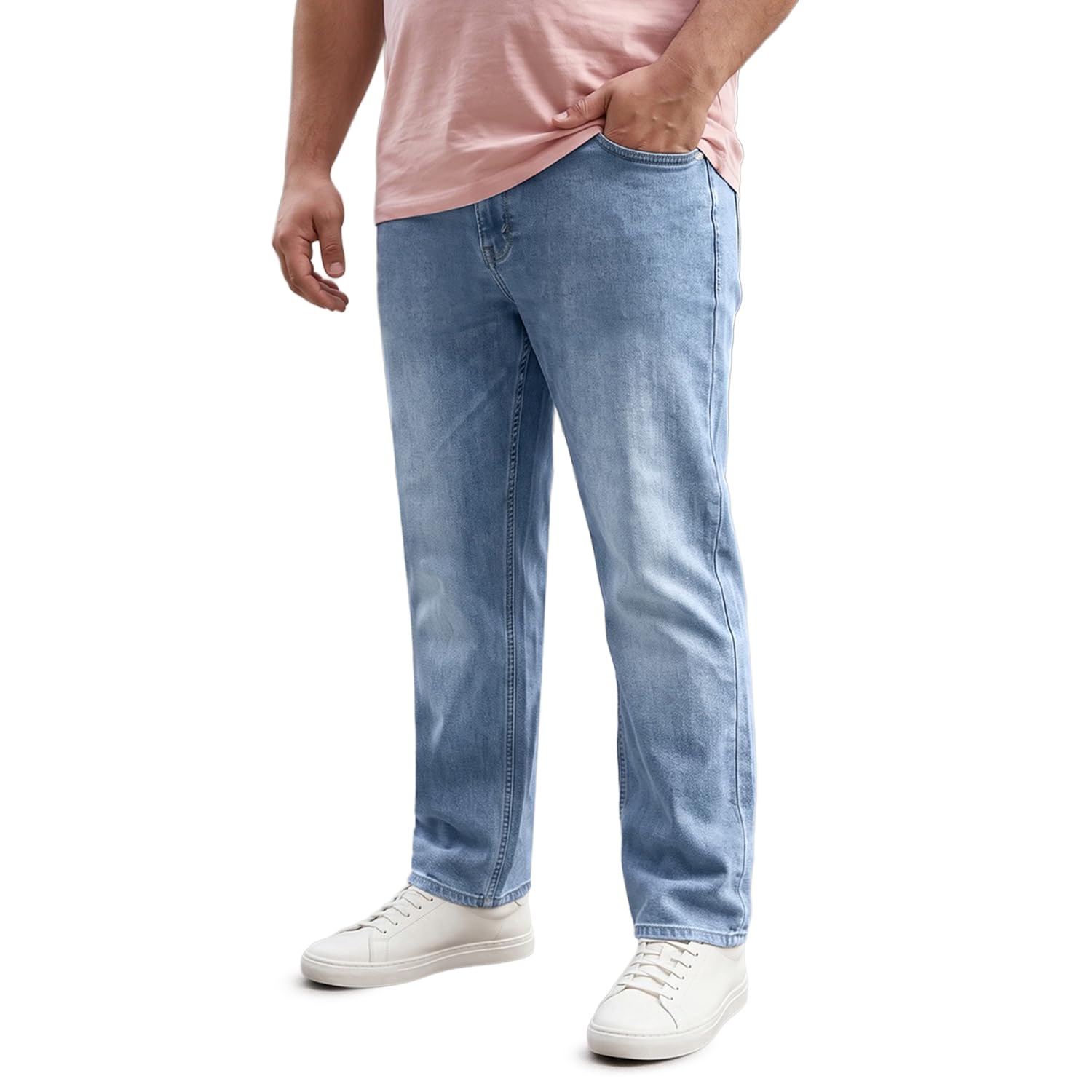 urbano plus Men's Relaxed Fit Washed Denim Jeans Non-Stretchable-picture-11