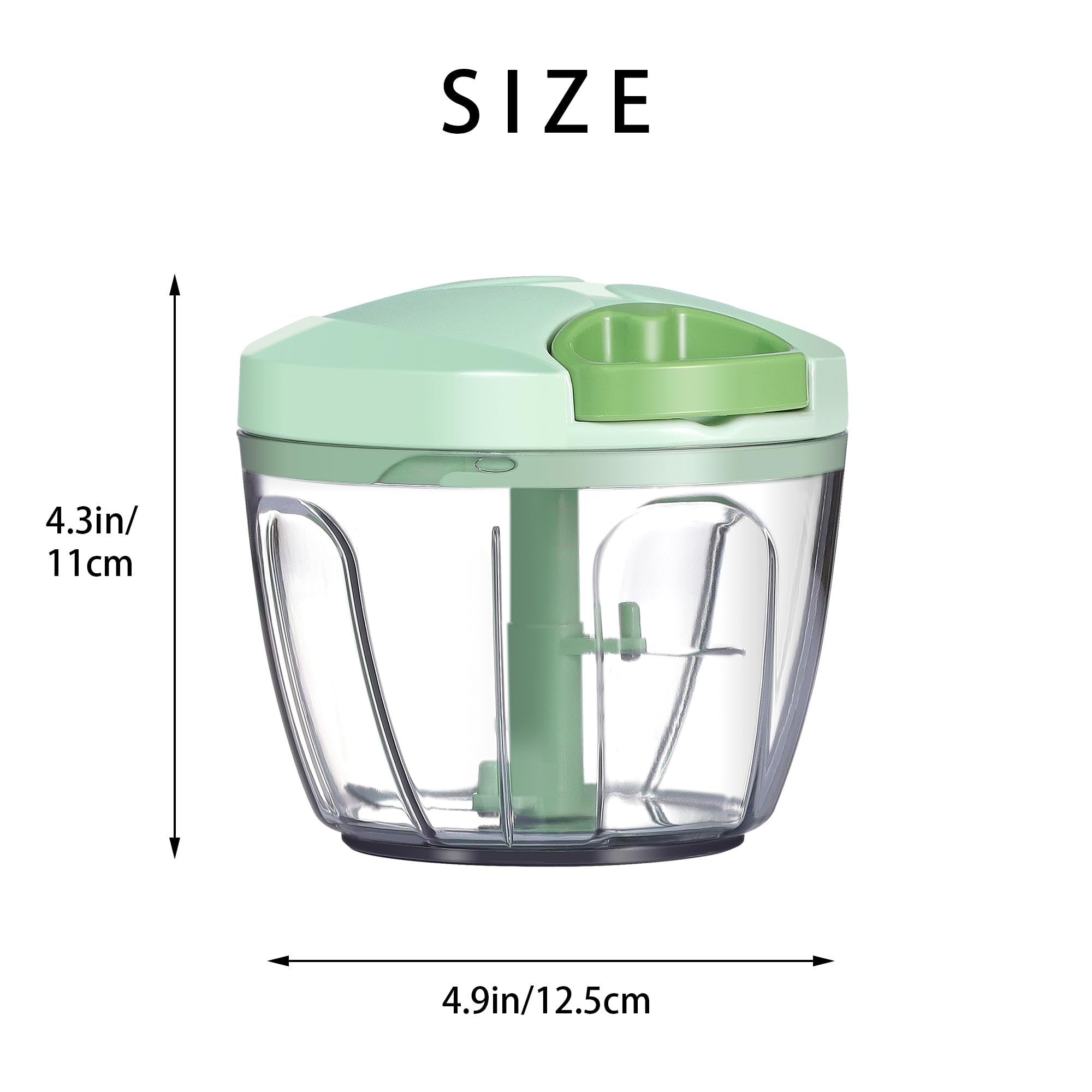 Ourokhome Picador de ajo, picador de cebolla, procesador manual de alimentos, cortador de verduras de velocidad portátil para verduras, jengibre, frutas, frutos secos, hierbas, etc., 650 ml, verde