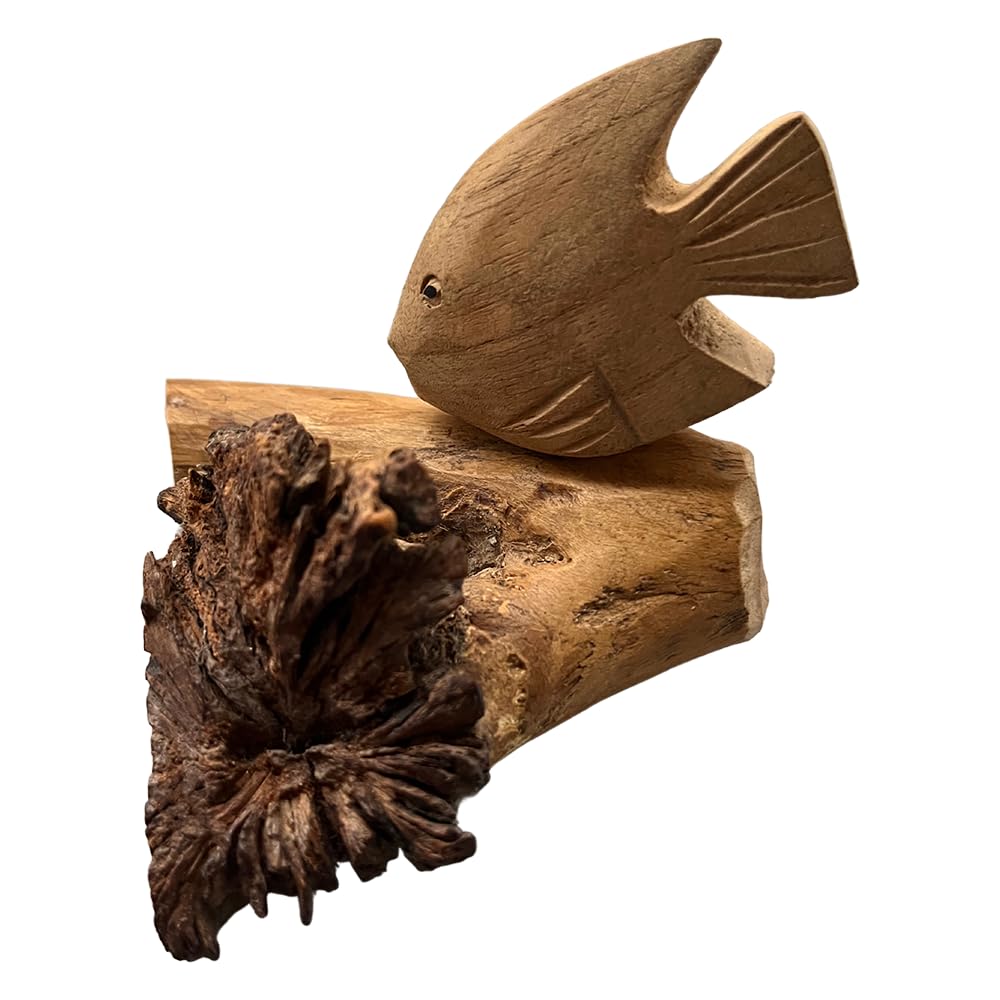 VIE Fish on Driftwood, Natural, Assorted Shape
