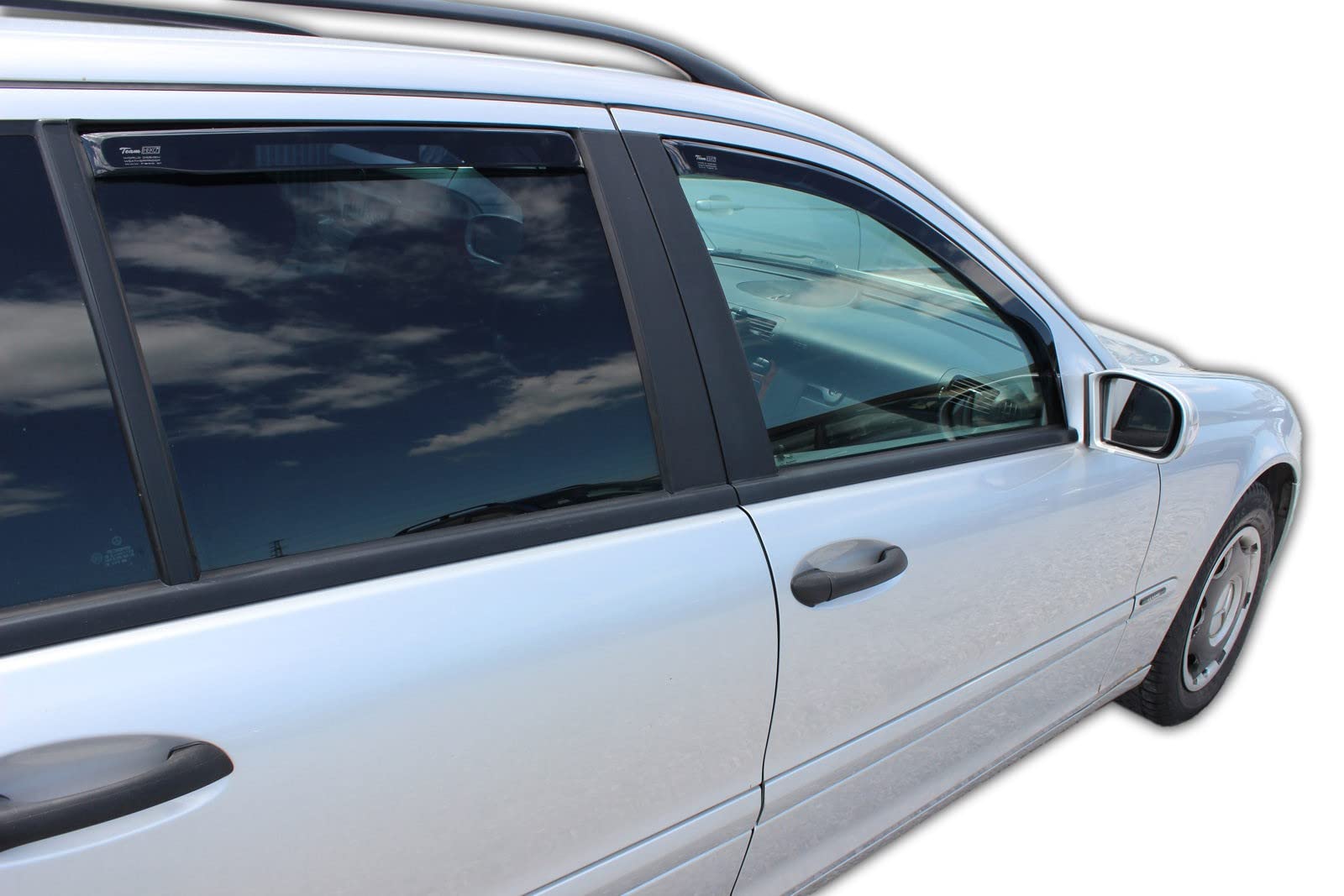 J&J AUTOMOTIVE Windabweiser passend für Mercedes C Klasse S203 2000-2007 4tlg, Heko Regenabweiser Vorne Hinten Getönt Dunkel Passform