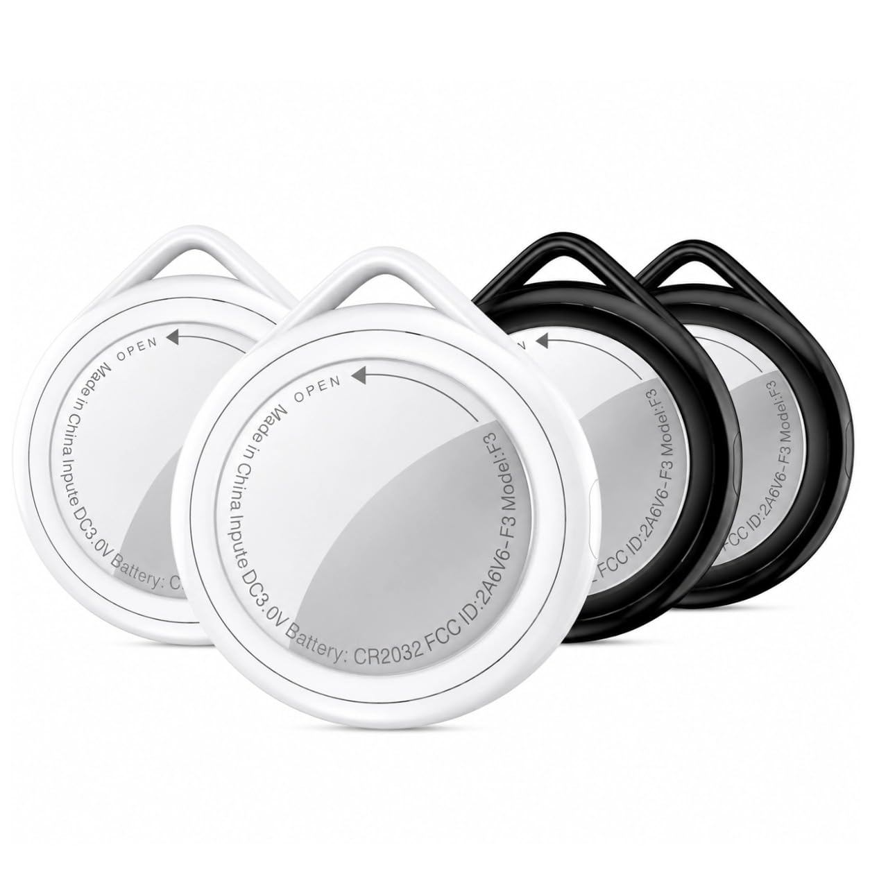 Photo 1 of Air Tracker Tags 4 Pack, Bluetooth Tracker & Item Finders Work with Apple Find My, Replaceable Battery, Waterproof Smart Tag for Keys, Wallet, Luggage