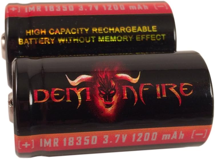 Demonfire IMR 18350 1200mAh 3.7V High Drain LiMn Rechargeable Battery with Button Top (2 Pieces)