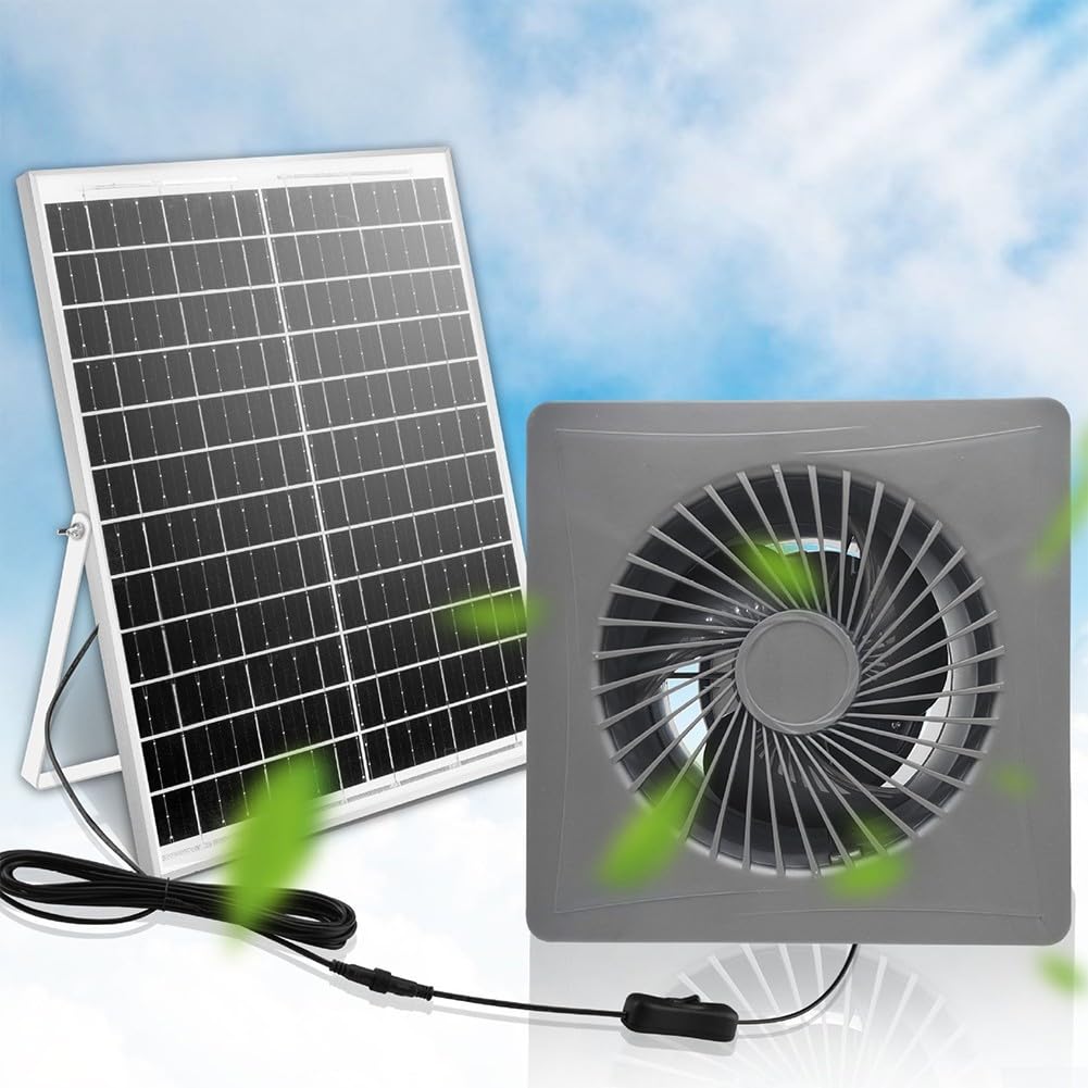 Ventilatore Solare Per Serra - Doppia Ventola Con Pannello Solare 20W - Foto 8